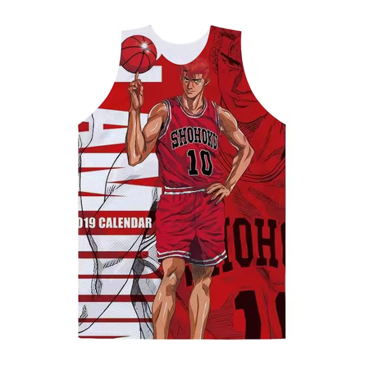 Camiseta de baloncesto de Anime Slam Dunk para hombre, camiseta deportiva roja sin mangas, camiseta informal para culturismo, gimnasio, chaleco sin mangas - 1