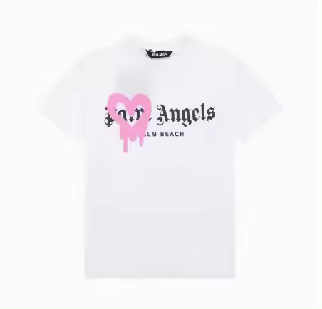 Palm Angels love dissolve heart graffiti letras hombre y mujer camiseta cuello redondo suelto manga corta verano - 1