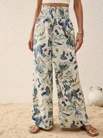 Pantalón de moda estampado casual temperamento de cintura alta con corte recto pantalón de pierna ancha - details 2