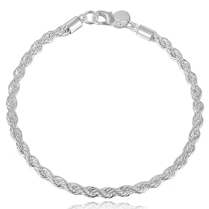 Pulsera de plata de ley 925 para hombre y mujer, cadena ondulada de agua de 4MM, joyería de moda - 1
