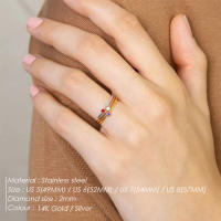 EManco-Anillo de piedra natal de acero inoxidable 316 Color dorado estilo Simple de moda para mujer regalo de fiesta y Festival - details 0