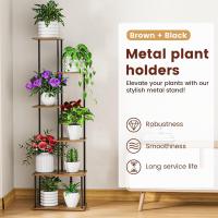 8 Niveles 131cm Estante para Plantas de Madera y Metal Estante de Esquina para Múltiples Macetas Soporte para Plantas Interior Adecuado para Exterior, Balcón, Sala, Oficina, Negro - details 2