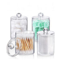 Tarro de maquillaje de algodón, organizador de cosméticos de viaje, contenedor de almacenamiento de joyería acrílico transparente redondo - details 1
