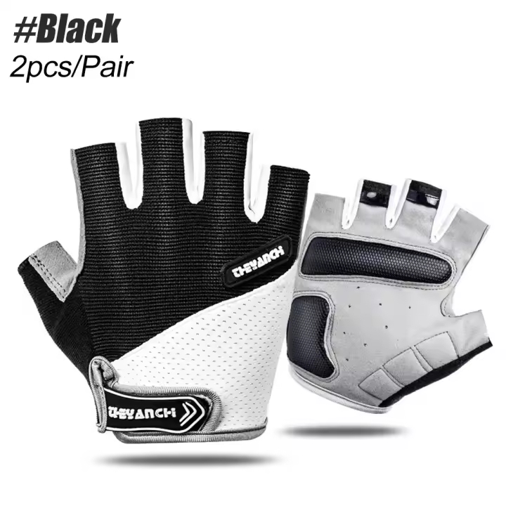 Guantes de ciclismo para bicicleta de montaña, antideslizantes, amortiguadores, acolchados, medio dedo, accesorios deportivos cortos - 1