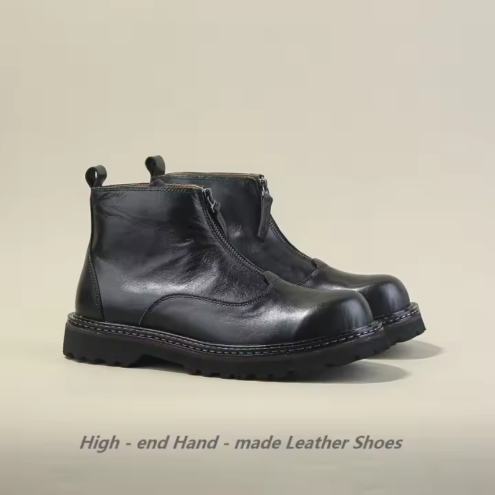 Botas de hombre de alta gama de cuero, botines Chelsea, zapatos altos de piel de vaca de capa superior - 1