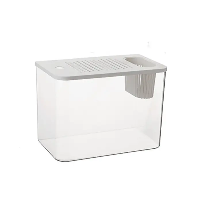 Tanque de peces transparente duradero con tapa, peceras hidropónicas resistentes a caídas, pequeño tanque de acuario Betta para decoración del hogar - 1