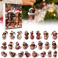 Calendario de Adviento de Navidad 2024,con 24 encantadores colgantes de perro salchicha, adornos de árbol de Navidad para decora - details 23