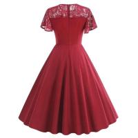 Elegante Vestido de Encaje con Detalles de Parche de Moda Retro Y2K Cuello Redondo Estilo Hepburn - details 8