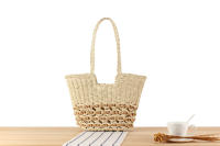 Cuerda de papel hueca con bolsa de hombro individual cóncava de gran capacidad, bolsa tejida de paja para fotos de vacaciones en la playa - details 0