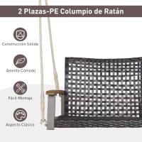 Columpio de Exterior de Ratán PE 2 Asientos Resalto Curvado y Soporte de Brazo de Madera de Acacia - details 3
