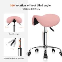 Taburete con Ruedas Silla Trabajo Altura Ajustable Giratorio Taburete de Oficina con Asiento de Silla de Montar Negro - details 24