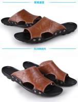 Sandalias de cuero para hombres Zapatillas de playa de verano Sandalias genuinas Zapatillas planas transpirables huecas Zapatillas casuales - details 17