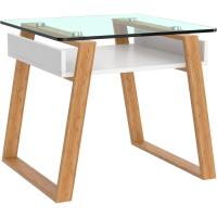 Mesita de Centro Rectangular, de Vidrio y Madera con Bandeja para Revistas, Mesa de Centro Baja para Salón y Oficina - details 26