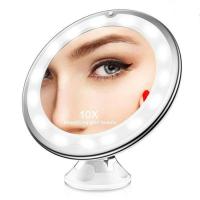 Espejo de maquillaje de viaje con aumento Flexible de 10x, pantalla táctil, luz LED regulable, espejo de escritorio, ventosa inferior, 3 modos de iluminación de colores - details 7