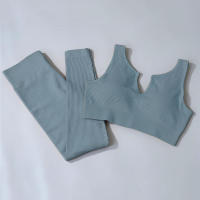 Conjunto de mallas de yoga para mujer, ropa acanalada, sujetador deportivo sin costuras, ropa de gimnasio de cintura alta para Fiess - details 3
