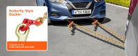 SucceBuy Cadena de brida G80 V, cadena de remolque de 5/16" x 3' con ganchos R, T, J y de agarre, cadena de remolque de transporte resistente para recuperación de grúa de plataforma plana, 10800 lbs SWL, acero galvanizado, plata duradera - details 5