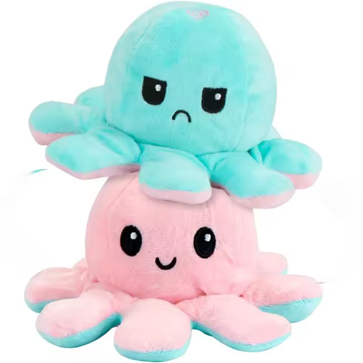 Muñeco Pulpo Reversible - Rosa y Azul Claro - 20cm - 1