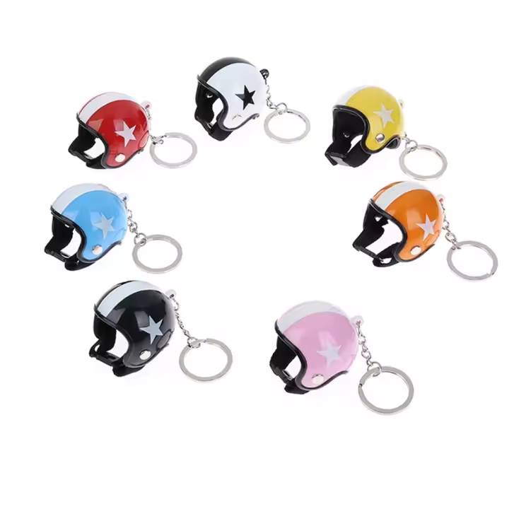 LLavero de casco de seguridad de moda Multicolor creativo, colgante de decoración automática, llavero de motocicleta, llavero de coche - 1