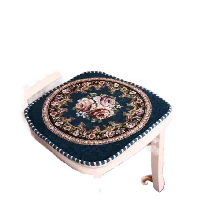 Cojín para silla de comedor de chenilla, tapete para silla bordado con patrón Floral Vintage, tapete para asiento antideslizante desmontable para las cuatro estaciones - 1