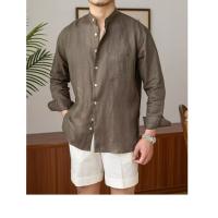 Camisa de Lino para Hombre Verano 2025 Cuello Henley Elegante Manga Larga Transpirable - details 6