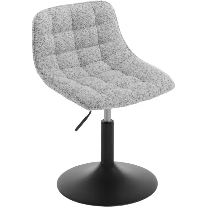Taburete Tocador, Silla Escritorio Ergonomica, Taburete con Respaldo, Altura Ajustable, Silla Tocador Maquillaje, Taburete Cocina, Reposapiés y Base Metalicas, Chenilla, Blanco, BH408ws-1 - 1