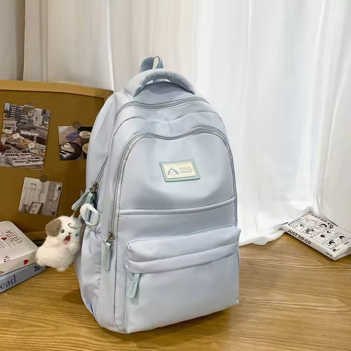 Mochila Escolar de Gran Capacidad Bolso de Mujer con Doble Capa, Fresco y Dulce, Material de Nylon para Revestir - 1