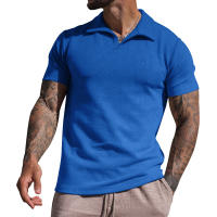 Camiseta de Verano para Hombre Polo Informal con Cuello en V Manga Corta Suelta con Gofres Gruesos - details 6