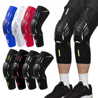 Mangas de compresión de rodilla deportiva con almohadillas anticolisión, fundas elásticas transpirables para piernas, ciclismo, correr, baloncesto, 1 par - details 0