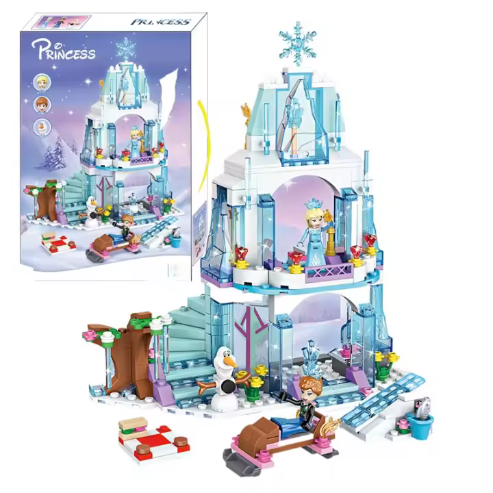 Serie de hielo y nieve sirena compatible con bloques de construcción, Castillo de montaje de princesas, juguetes de rompecabezas - 1