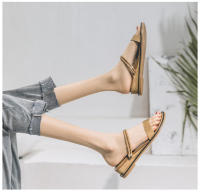 Sandalias planas informales con una sola correa para mujer, zapatillas con tacón de cuña bidireccional, sandalias romanas retro de color sólido con espalda abierta - details 1