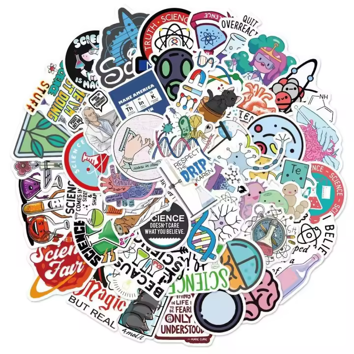 Pegatinas de Dibujos Animados de Química Física 100PCS para Niños Papelería de Diario Libro Equipaje Motocicleta Pared nbyinto Marca Normal Producto Peligroso - 1