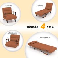 Sofá Cama Convertible Silla de Dormir Individual Tri-Fold con Respaldo Ajustable de 6 Posiciones, Cojín Desmontable y Asiento Tapizado Estructura Metálica Plegable (Azul) - details 43