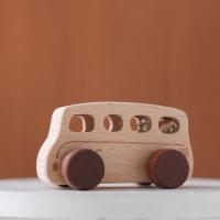 Juguetes Montessori de madera para bebé, carritos hechos a mano sin Bpa, coche de dibujos animados, autobús, decoración de - details 3