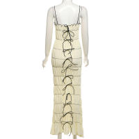 2024 Primavera/Verano ropa de mujer temperamento de nicho estilo socialité francés encaje plisado hasta la cintura vestido con tirantes ceñidos - details 12