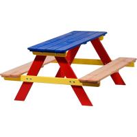 Asiento para niños fijado para Cuatro niños, como Conjunto de Estar con Mesa de Picnic o en el Casino, la Madera fsc, 90 x 85 x 45 cm, Colorido - details 1