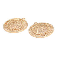 10 Uds. Colgantes redondos de latón de Color dorado de 18K, collar de alta calidad, pendientes, accesorios de joyería Diy, sitio web oficial Rosediy - details 1