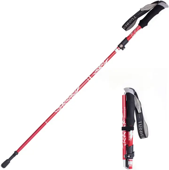 Bastón de trekking para senderismo y caminatas: mangos ergonómicos de EVA de aluminio livianos, telescópicos, plegables, ultraligeros para senderismo, campamentos, montañismo, mochilerismo y caminatas con protección antichoque - 1