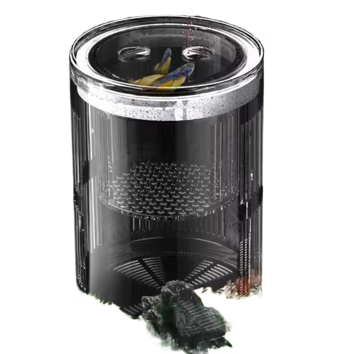 Caja de aislamiento de cría de peces flotante acrílica, caja de cría de acuario transparente de gran capacidad con ventosas flotantes - 1