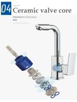 Sier 360 °   Grifo giratorio para lavabo de baño, fregadero de cocina, grifo mezclador de agua fría y caliente con filtro, función de enjuague bucal - details 4