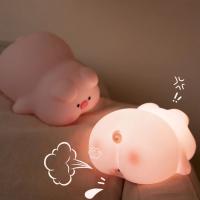 Bonita lámpara LED de silicona con Sensor táctil para niños, luz nocturna de animales, decoración de cabecera, regalo de cumpleaños - details 12
