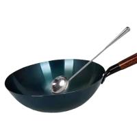 Wok de hierro tradicional chino, olla antiadherente de fondo redondo, mango de madera, sartén ligera, estufa de Gas - details 6