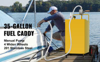 SucceBuy Fuel Caddy, 35 galones, tanque de almacenamiento de gas portátil sobre 4 ruedas, bomba de transferencia manual, para automóviles, cortadoras de césped, vehículos todo terreno, barcos y más, contenedor de diésel/gasolina, amarillo - details 0
