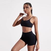 Ropa interior de yoga para gimnasio de color sólido, sujetador de fitness con correas cruzadas en la espalda, top deportivo ajustado de alta resistencia, completo con almohadilla para el pecho - details 12