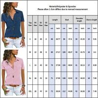 Nuevas Camisas Informales para Mujer Blusa Vintage de Manga Corta con Solapa y Bolsillos Delanteros - details 0