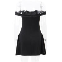Ini-vestido de corte en A para mujer, elegante, ajustado de corte bajo, Espalda descubierta, cintura retractada, elegante - details 2