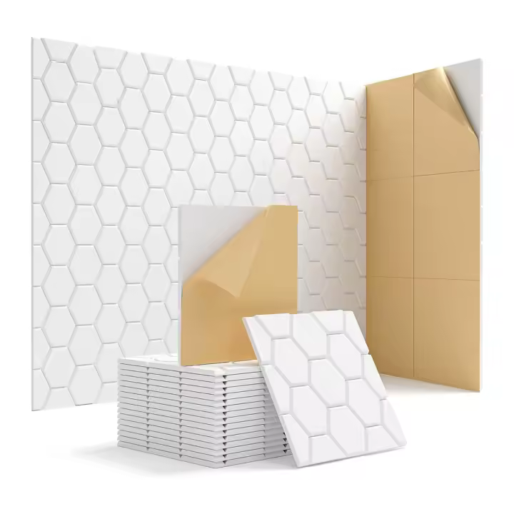 Paneles de pared insonorizados, Panel autoadhesivo absorbente de sonido, blanco, 12x12x0,4 pulgadas, 15 paquetes - 1
