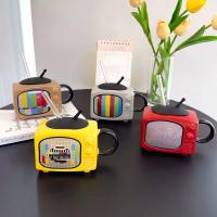 Taza de café de cerámica para televisión 3D con pajita y tapa, taza para beber con forma de TV Retro, taza de té, regalo de cumpleaños - details 0