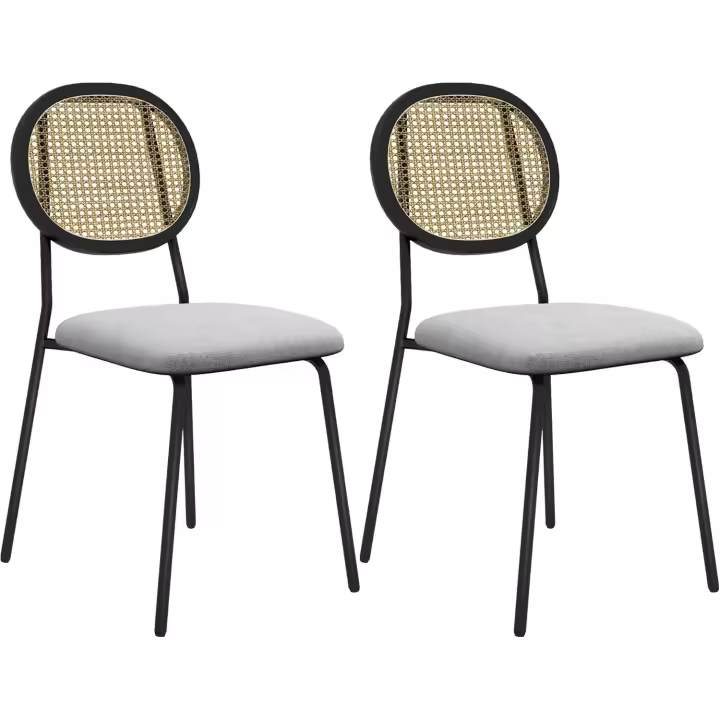 Pack de 2 Sillas de Comedor Sillas de Cocina con Respaldo de Ratán Sintético y Marco de Acero para Salón 44x54x87 cm - 1