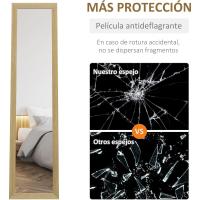 Cuerpo Entero 157x37 cm Espejo de Pie o de Pared con Marco de MDF y Soporte para Salón Dormitorio Roble - details 6