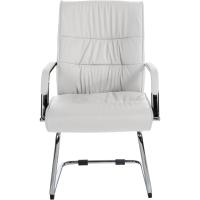 Silla Estilo Cantilever Sievert Tapizada En Cuero Sintético I Silla De Conferencias con Reposabrazos I Silla De Oficina Sin Ruedas, Color:Blanco - details 3